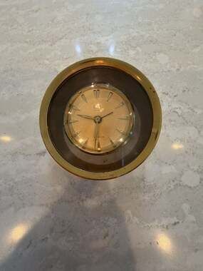 Vintage Elgin 7 Jewels Mechanical Alarm Desk Clock Made in France
